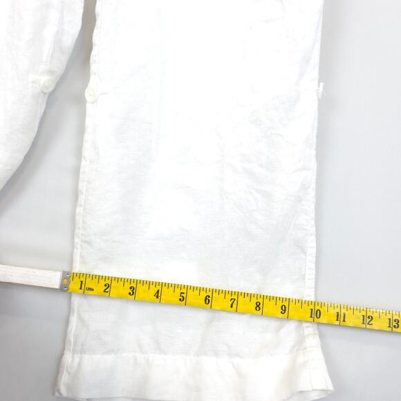 INC International Concepts Linen Ramie Pants Roll Tab Men 34x30 White Button Fly - Picture 10 of 15